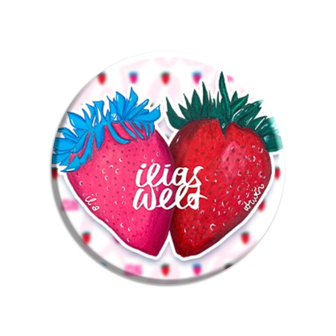 Ilias Welt Erdbeeren Porte-clés boucle gris/blanc