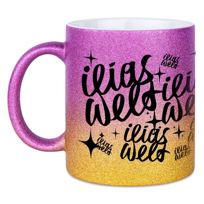 Ilias GLITZERwelt glitter mug pink/gold
