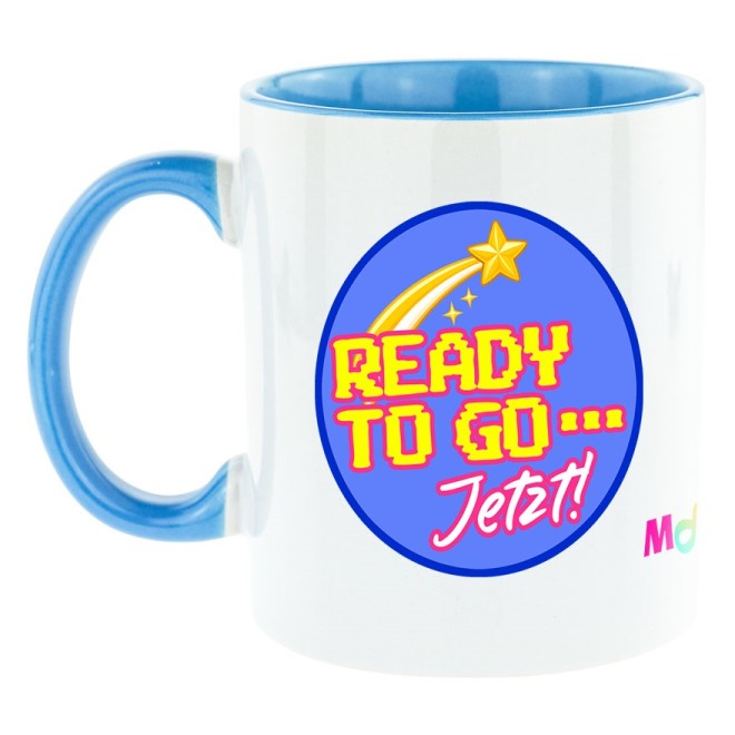 PRONTO A PARTIRE... Ora! Tazza bicolore blu chiaro
