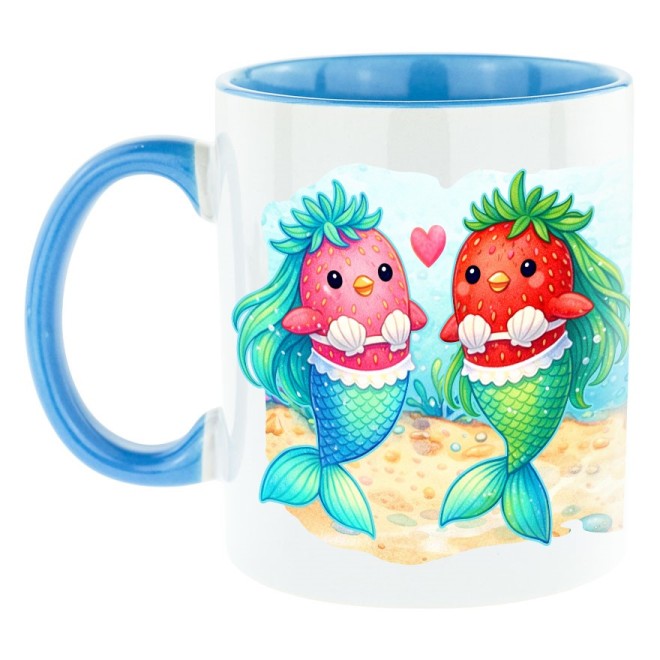 Fraise Mermaids Bi-Color Tasse bleu clair