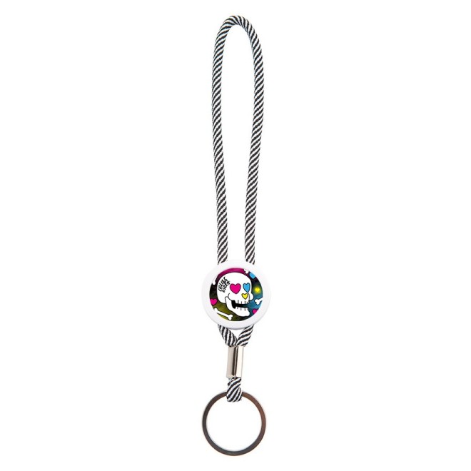Ilias Welt Skull key ring loop gray/white