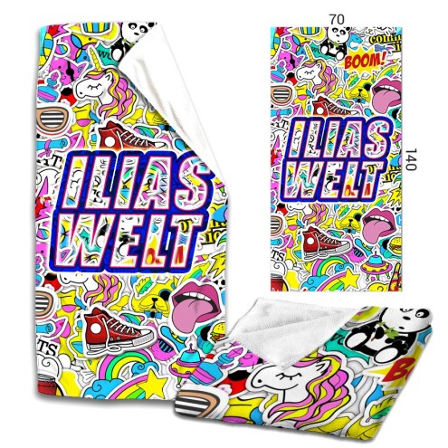 ILIAS Sticker World microfiber bath towel