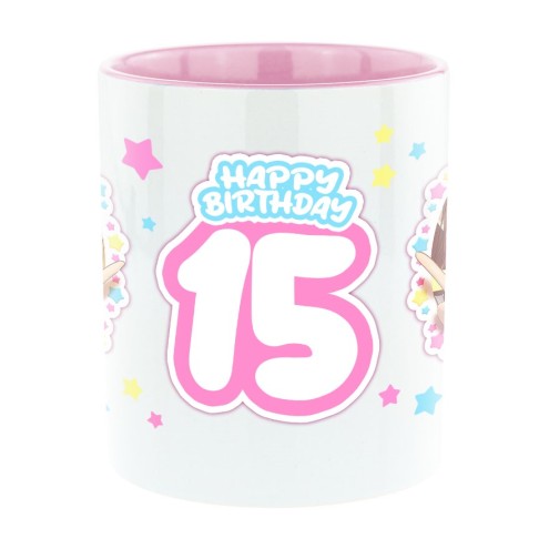 Tazza bicolore Mangadolls 15° compleanno rosa