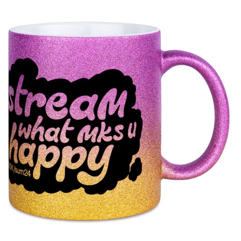 500K Edition Glitzer-Tasse pink/gold