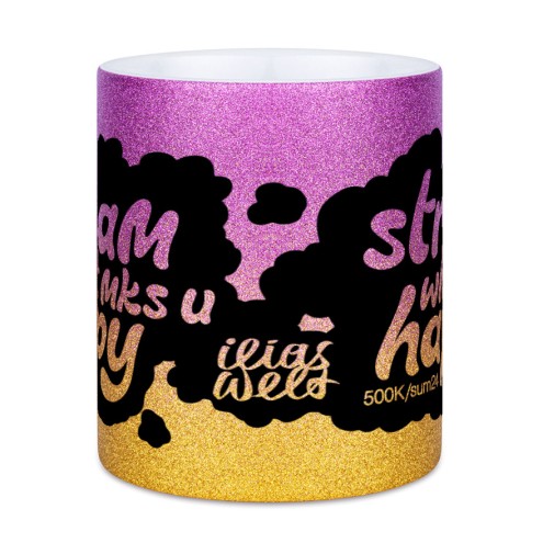 500K Edition Glitzer-Tasse pink/gold