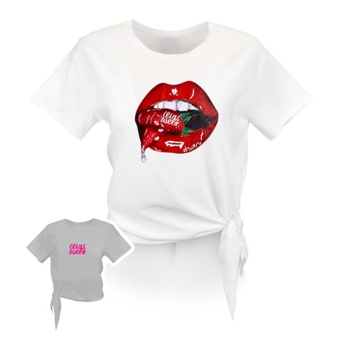 Maglietta con nodo SUMMERKISS alla fragola