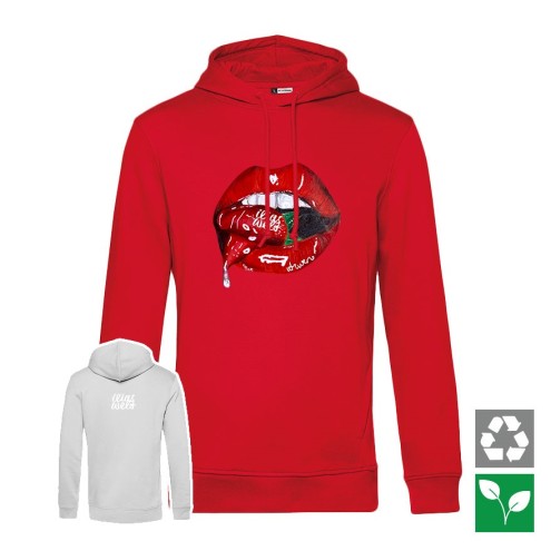 Felpa con cappuccio biologica SUMMERKISS alla fragola
