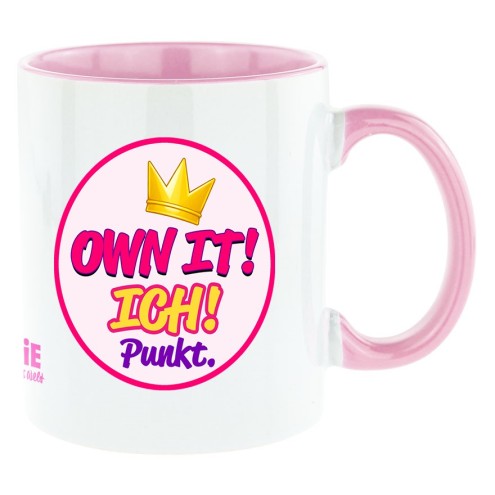 OWN IT ! MOI ! point. Tasse bicolore rose
