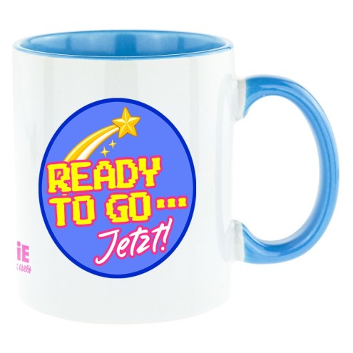 PRÊT À PARTIR ... Maintenant ! Tasse bicolore bleu clair