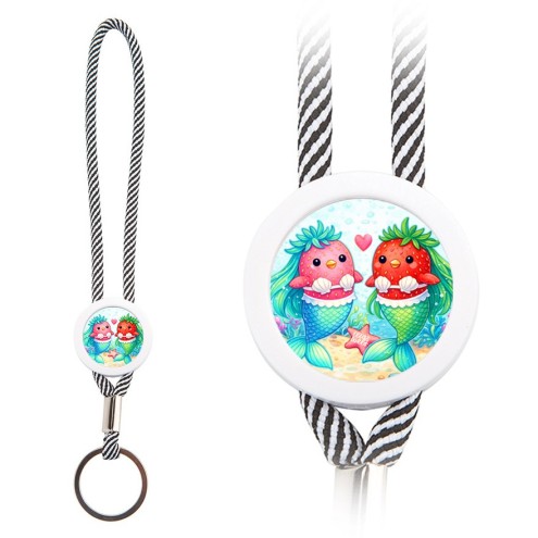 Fraise Mermaids Porte-clés boucle gris/blanc