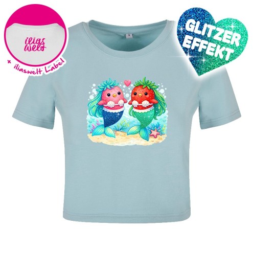 Fraise Mermaids GLITZER Crop T-shirt femme