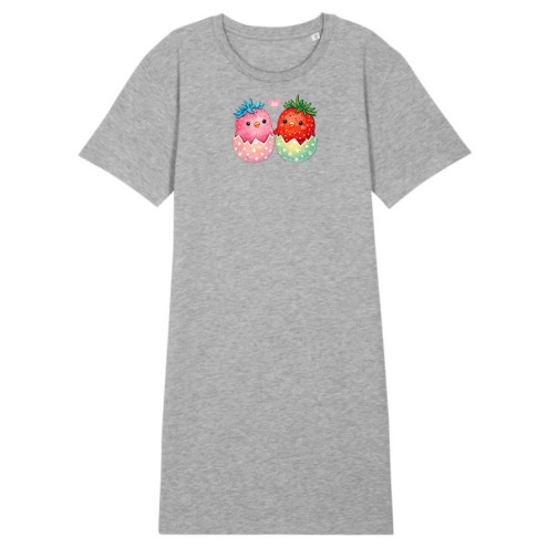 Maglietta oversize lunga Strawberry Peeps