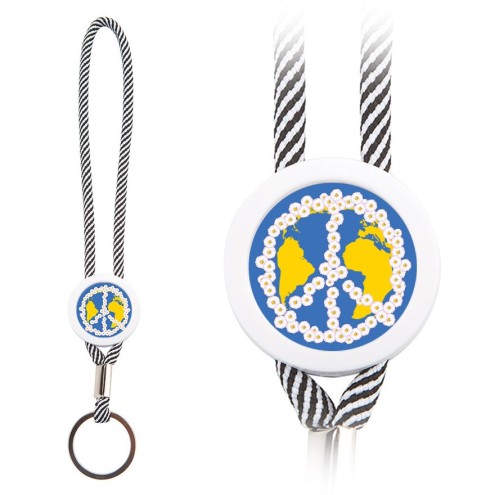 Ilias Welt PEACE key fob loop gray/white