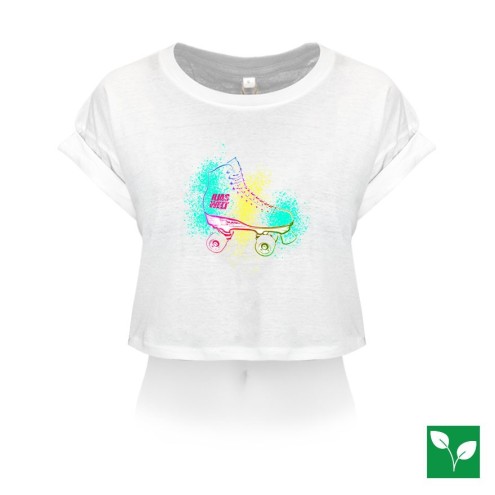 Ilias World Roller Skate Organic Crop T-Shirt donna