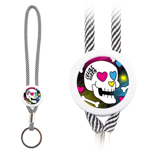 Ilias Welt Skull key ring loop gray/white