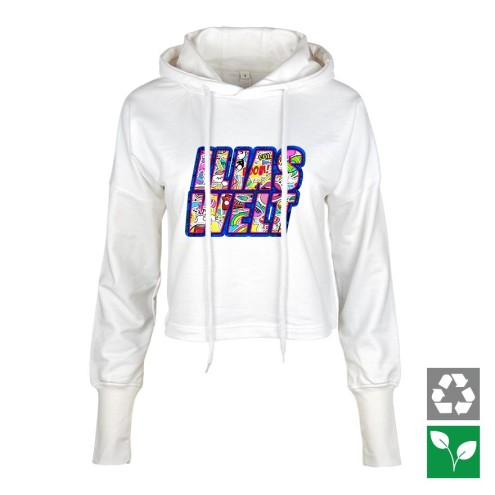 ILIAS Sticker World Cropped Hoodie for Women