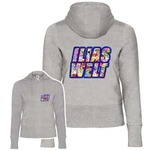 Sweat à capuche zippé ILIAS Sticker Welt Basic pour femme