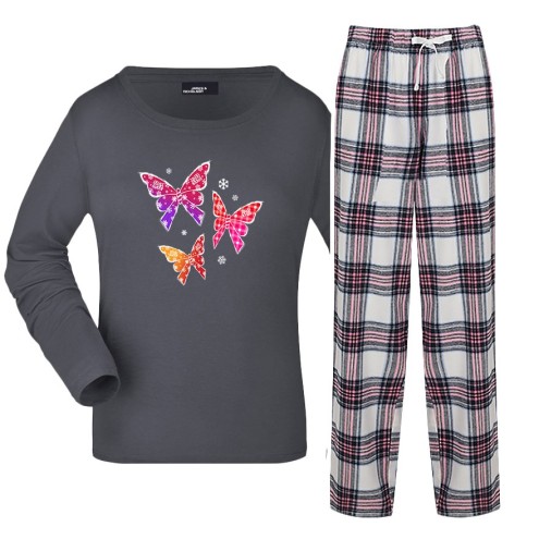 Papillons d'hiver pyjama femme à carreaux long