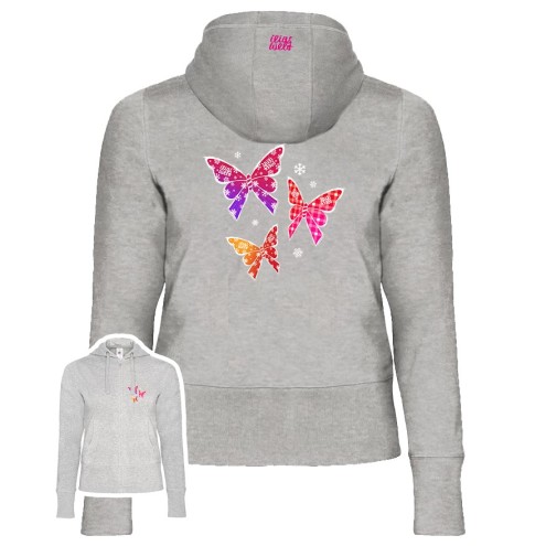 Sweat à capuche zippé « Winter Butterflies Basic » pour femme