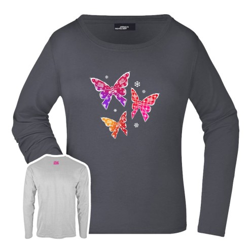 Papillons d'hiver en coton à manches longues chemise femmes