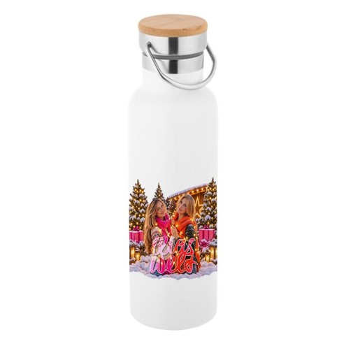 Cozy Christmas Edelstahlflasche mit Bambusdeckel