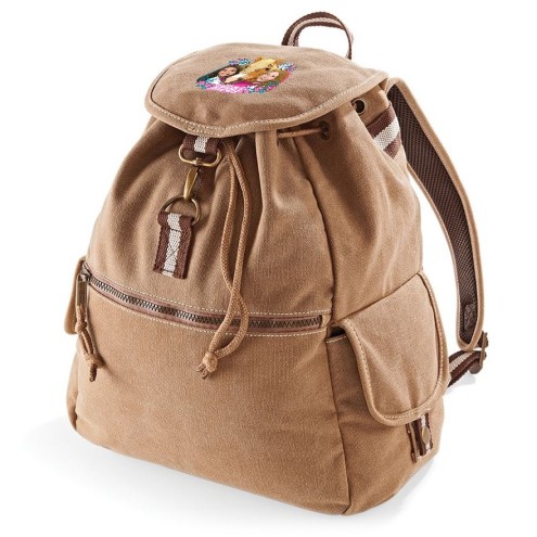 Ilias Welt Pferdeliebe Vintage Canvas Sac à dos d'équitation