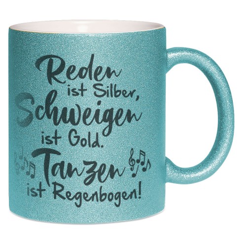 Dancing is rainbow glitter mug